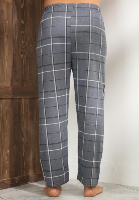 Pantaloni de Pijama ,Big Size ,Barbati,Culoare Gri Inchis cu Alb,Engros